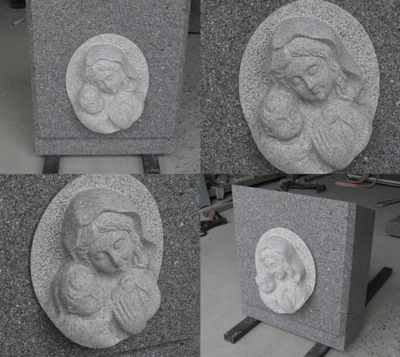 「聖母マリア」の墓石レリーフ彫刻が完成しました