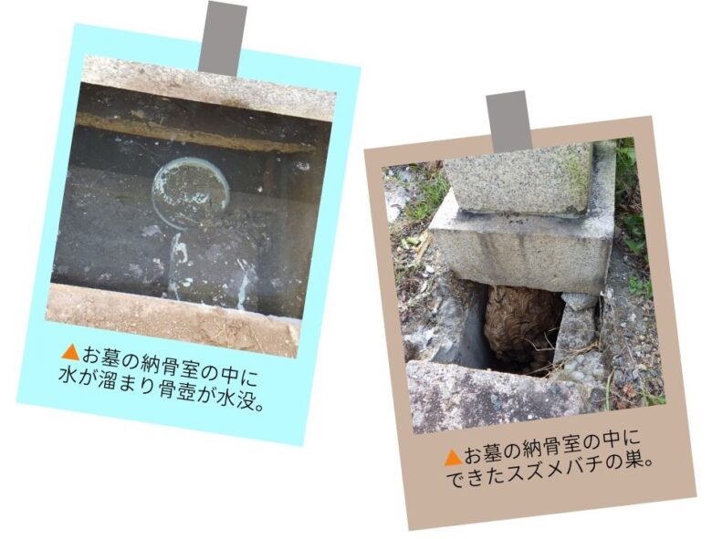 お墓のカロート（納骨室）の中に水が溜まる