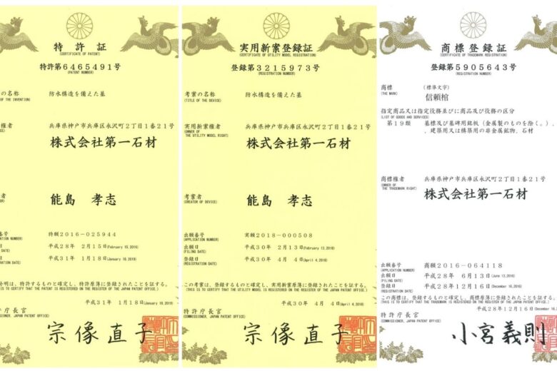特許・実用新案登録の独自構造墓石「信頼棺®」