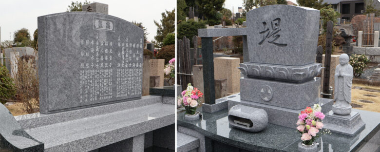 庵治石細目ならではの品格が漂う石碑と墓誌