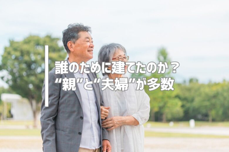 誰のために建てたのか？ “親”と“夫婦”が多数